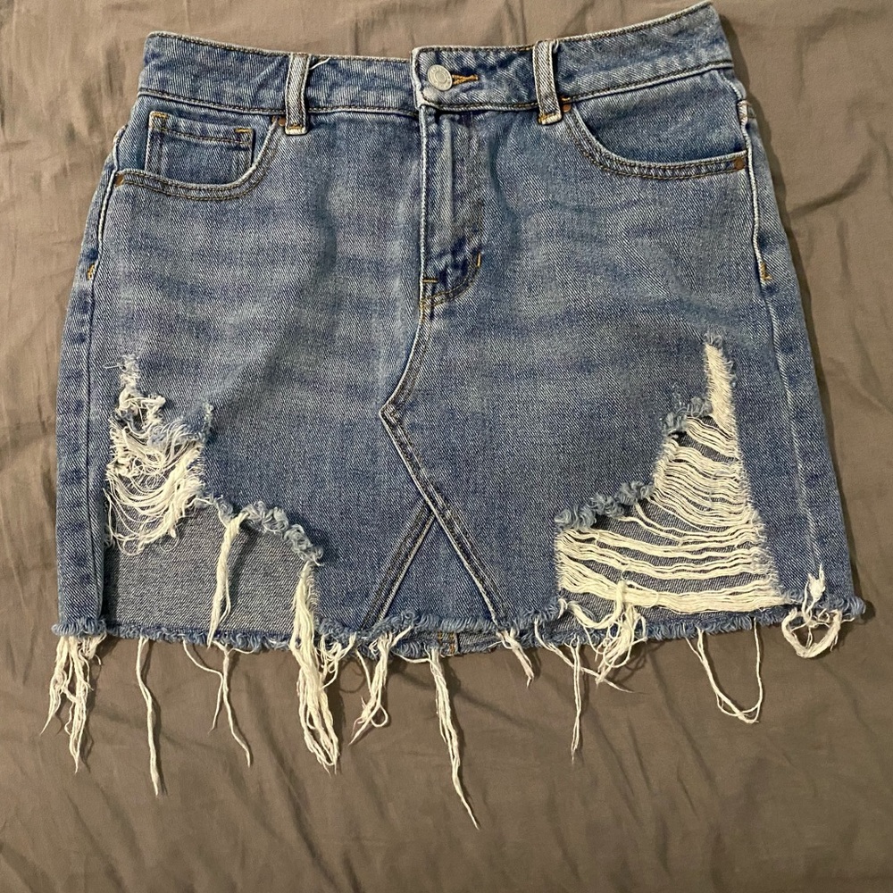 Distressed Jean Skirt